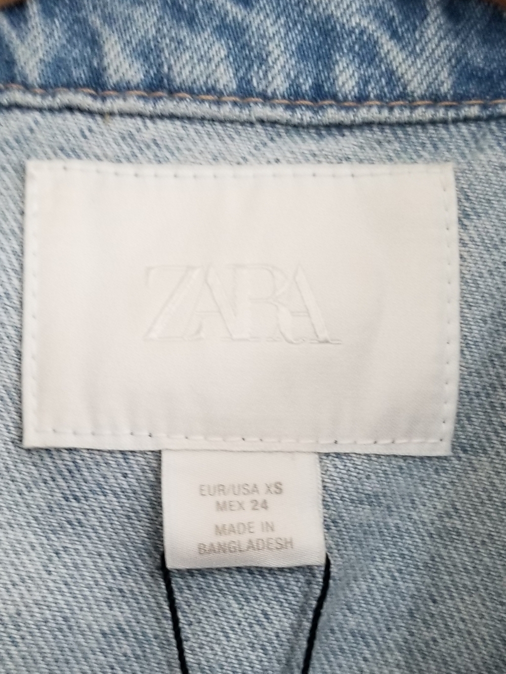 Zara Light Blue Boxy Cropped Denim Jacket - Picture 7 of 8